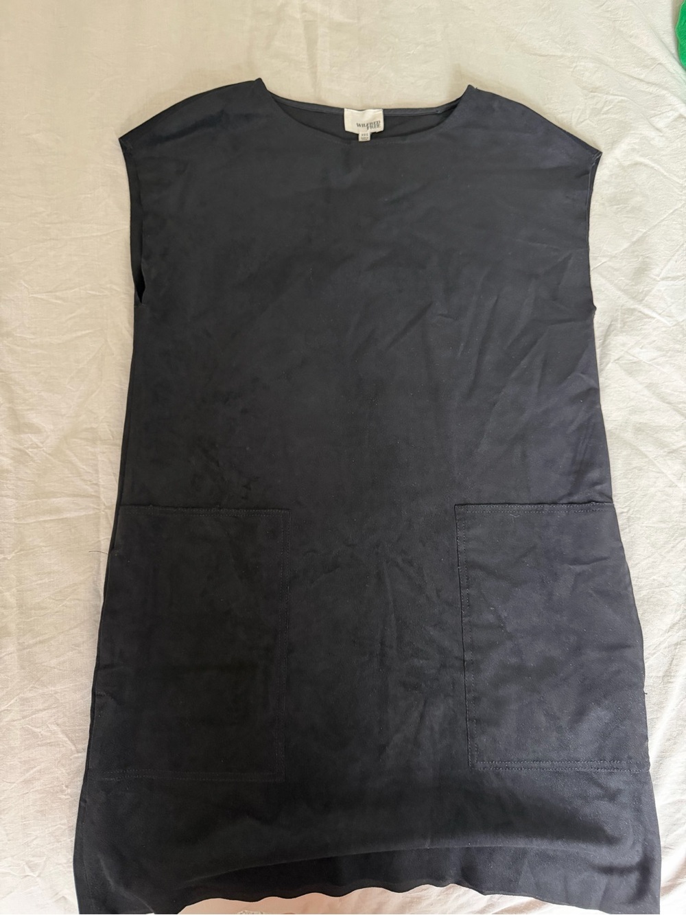 Wilfred velvet Black Sleeveless Shift Dress with Patch Pockets